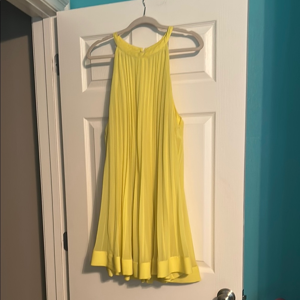 Zara Yellow Pleated Halter Dress